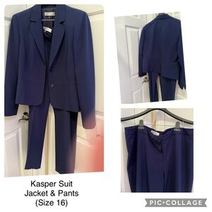 Blue Kasper suit (jacket and pants) size 16.